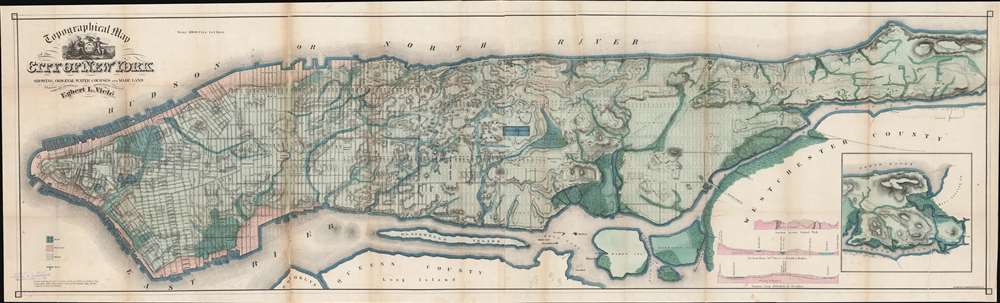 Topographical Map of the City of New York Showing Original Water Courses and Made Land. - Main View