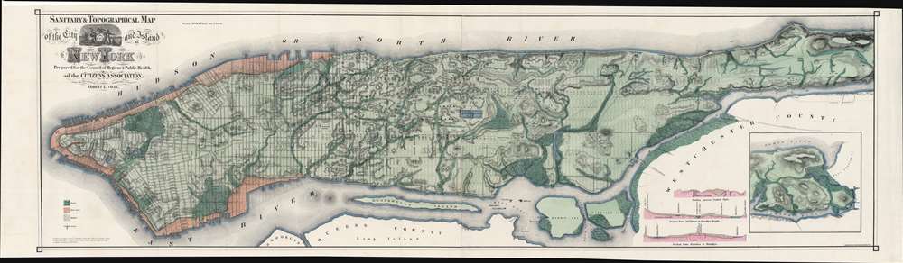Topographical Map of the City of New York Showing Original Water Courses and Made Land. - Main View