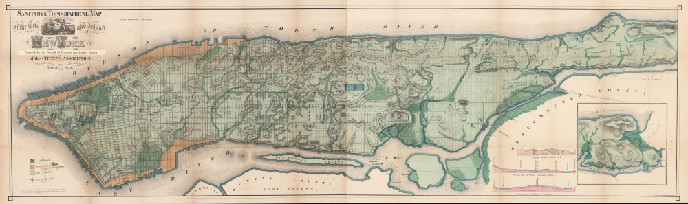 1865 Egbert Viele Waterway Map of Manhattan, New York City