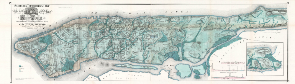 1865 Egbert Viele Waterway Map of Manhattan, New York City