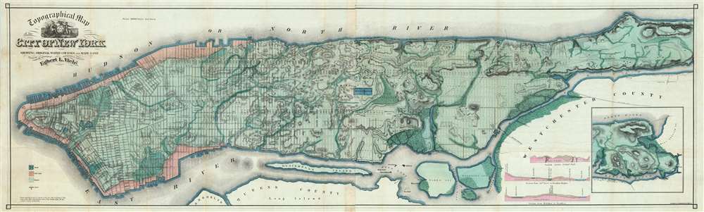 Topographical Map of the City of New York showing original water courses and made land. - Main View