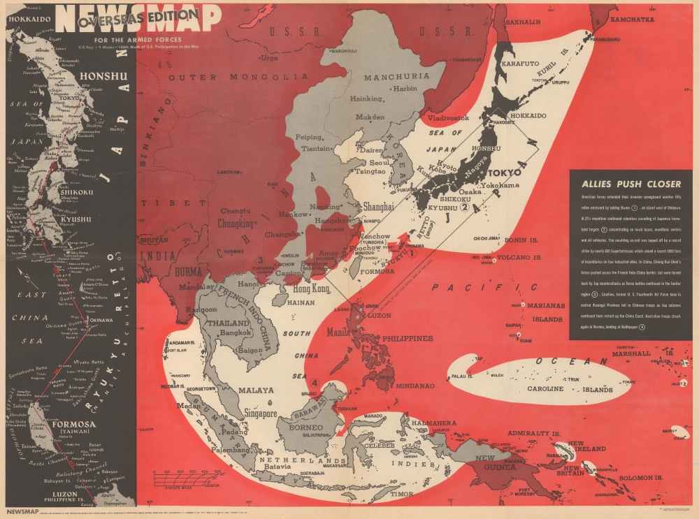 Newsmap for the Armed Forces Overseas Edition. V-E Day + 9 Weeks-186th Week of U.S. Participation in the War. - Main View