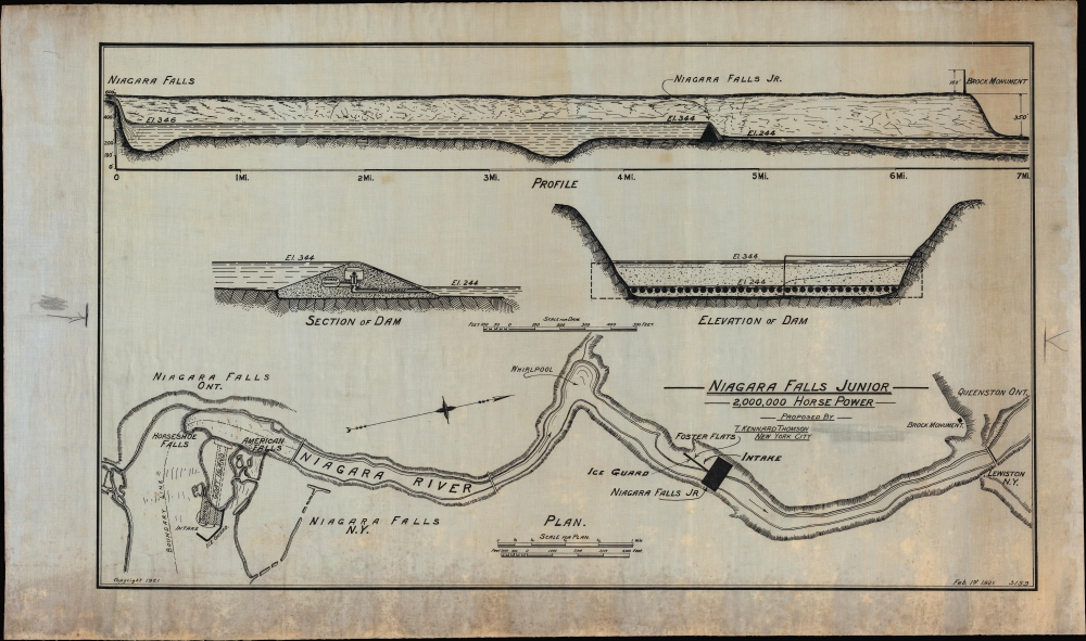 Niagara Falls Junior 2,000,000 Horse Power. / Niagara Falls Goat Island Tunnels 1,500,000 Horse Power Development. - Alternate View 2