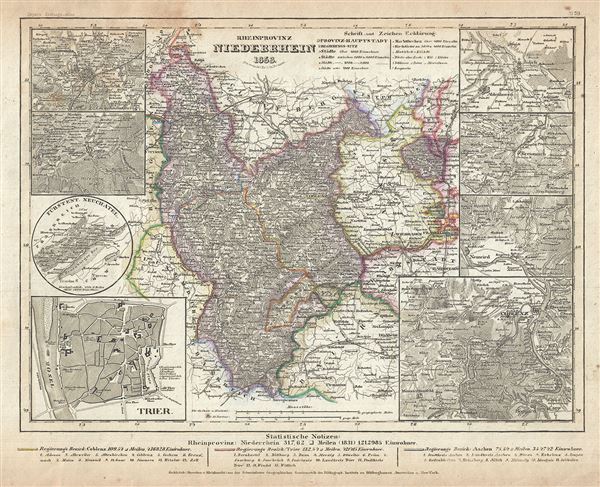 1853 Meyer Map of the Lower Rhine Province, Germany