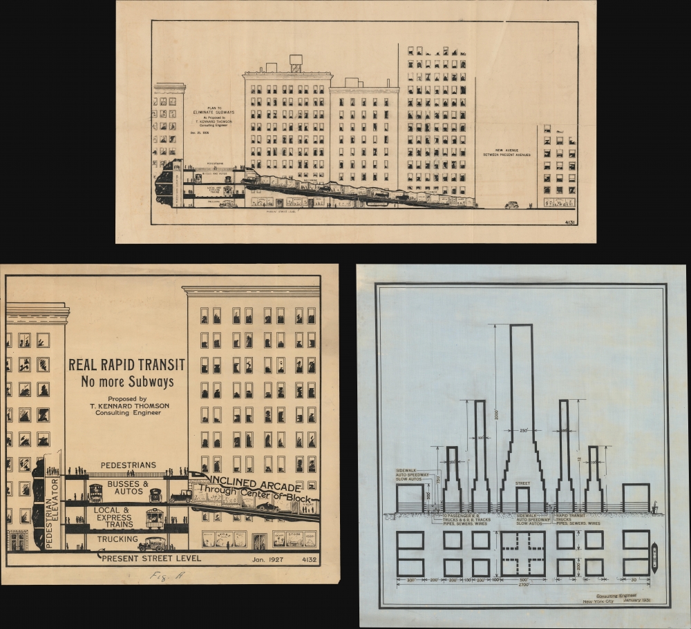 1927 / 1930 T. Kennard Thomson Proposal to Save New York by Replacing Subways