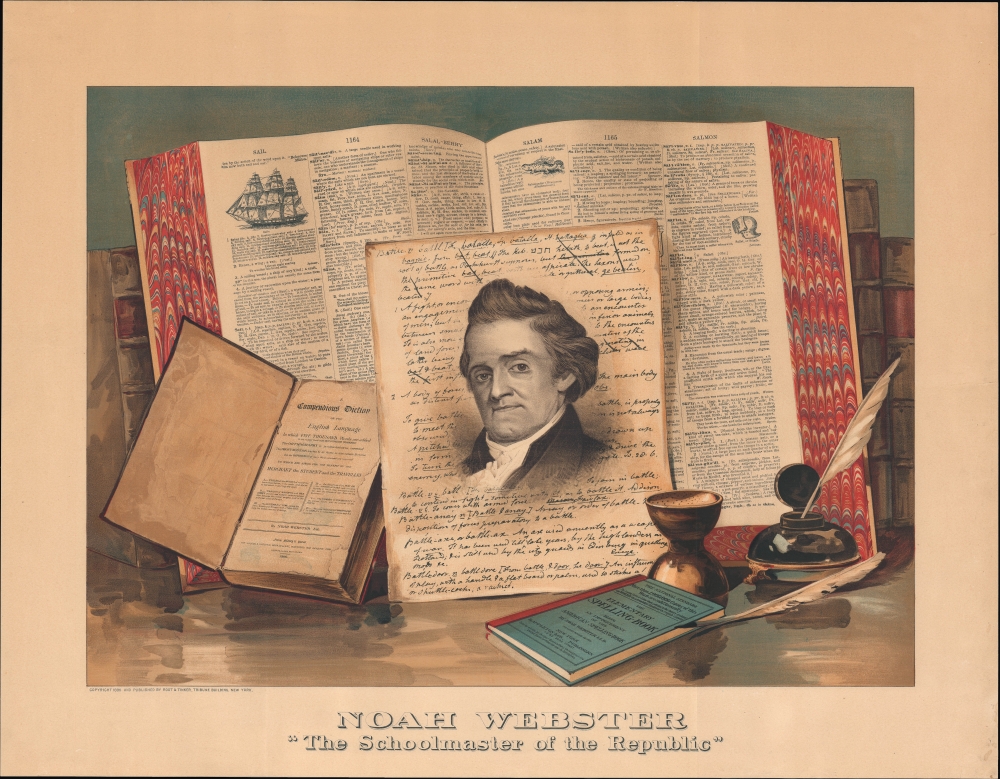 1885 Root and Tinker Broadside Celebrating Educator Noah Webster