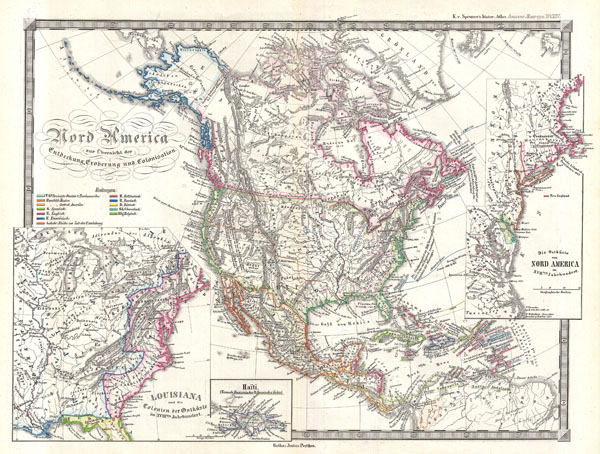 Nord America zur Ubersicht der Entdeckung, Eroberung und Colonisation. - Main View