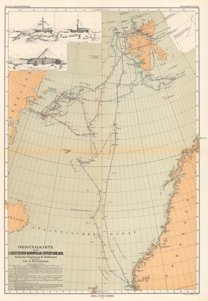 1871 Petermann Map of Svalbard and the Arctic Ocean