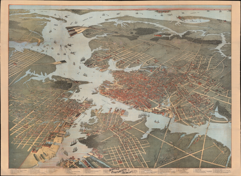 Bird's Eye View of Norfolk, Portsmouth and Berkley, Norfolk Co., Va. - Main View