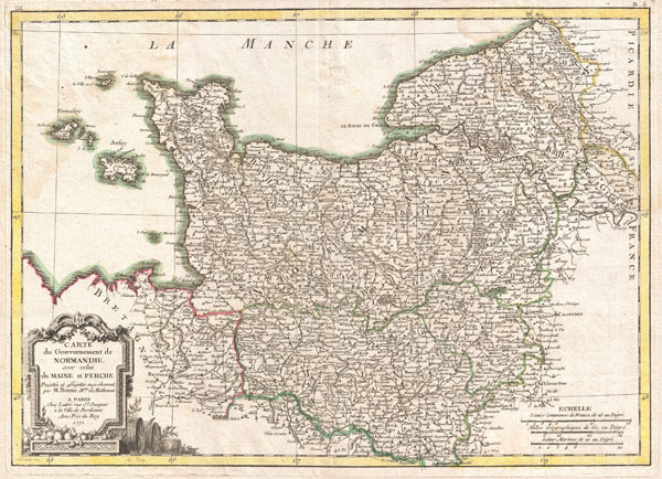 Carte du Gouvernement de Normandie avec celui du Maine et Perche. - Main View