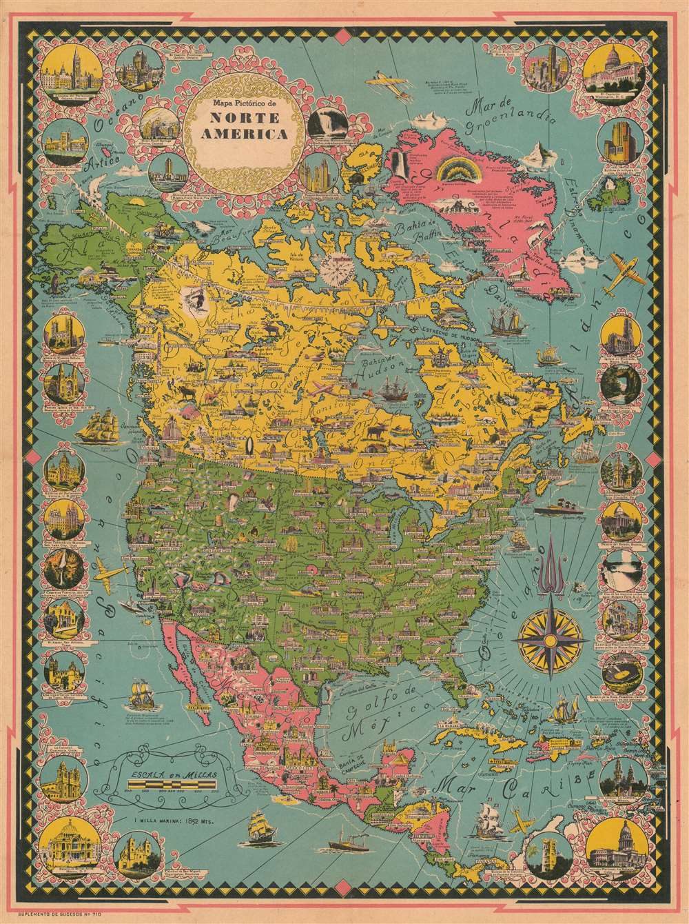 Mapa Pictórico de Norte America. - Main View