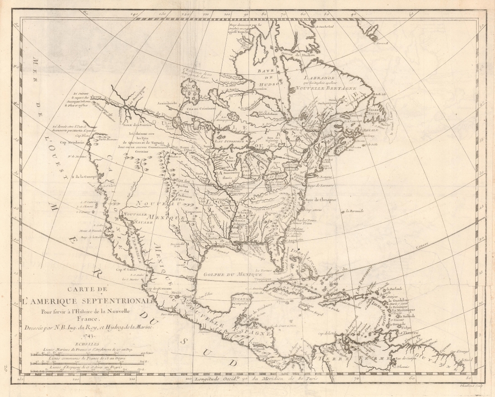 Carte de L'Amerique Septentrionale Pour servir a L'Histoire de la Nouvelle France. - Main View