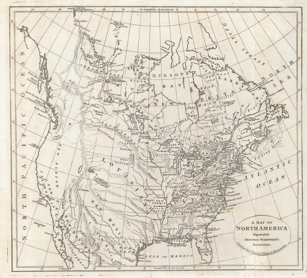 A Map of North America, Engraved for Priscilla Wakefield's Excursions. - Main View