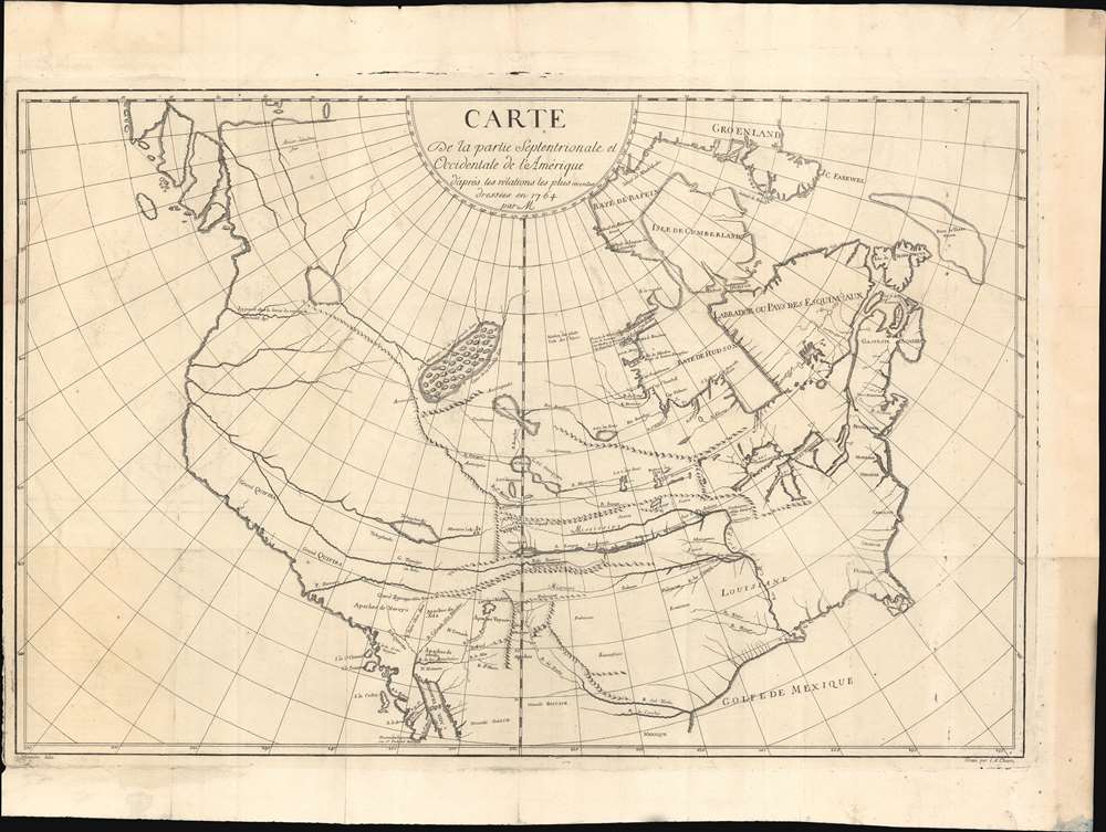 Carte du la Partie Septentrionale et Occidentale de l'Amerique d'apres les relations les plus recentes dresses en 1764 par M. - Main View