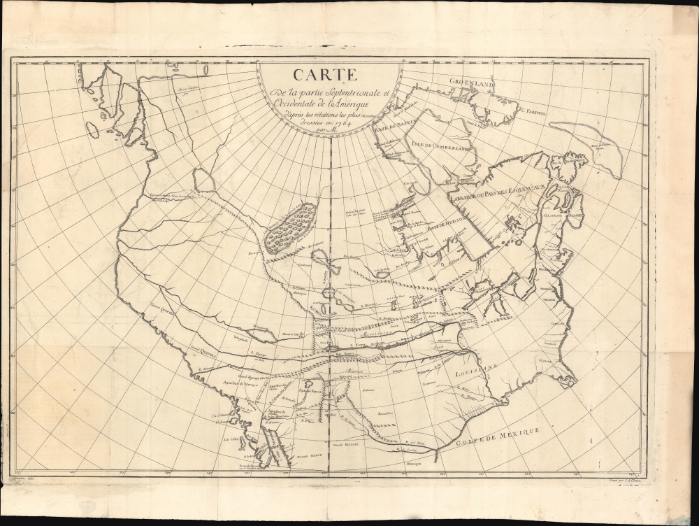 Carte du la Partie Septentrionale et Occidentale de l'Amerique d'apres les relations les plus recentes dresses en 1764 par M. - Main View