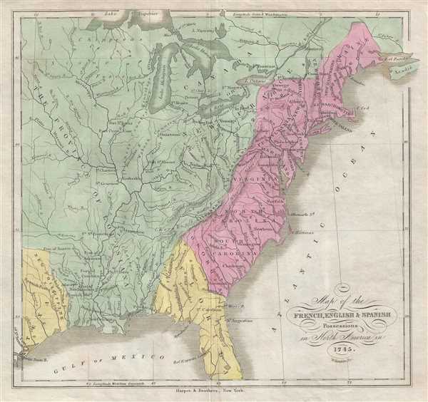 Map of the French, English, and Spanish Possessions in North America in 1745. - Main View