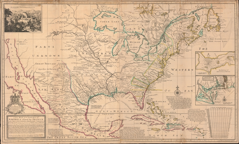 A New Map of the North Parts of America claimed by France under ye Names of Louisiana, Mississippi, Canada and New France with ye Adjoyning Territories of England and Spain. - Main View