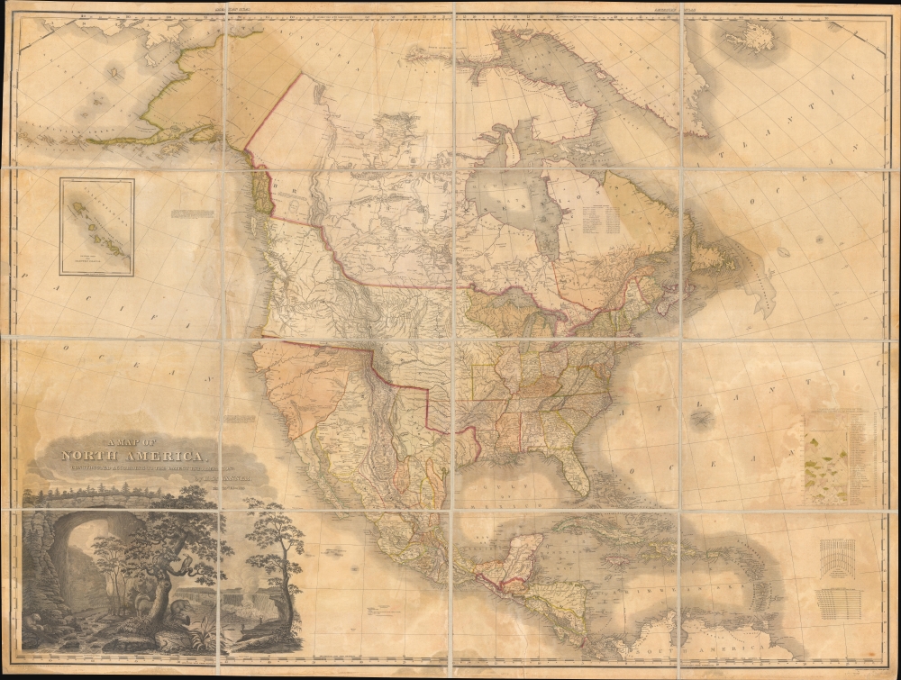 1825 Tanner Wall Map of North America