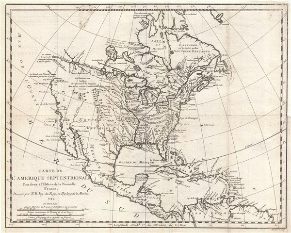 Carte de L'Amerique Septentrionale Pour servir a L'Histoire de la Nouvelle France. - Main View