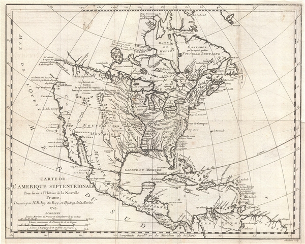 Carte de L'Amerique Septentrionale Pour servir a L'Histoire de la Nouvelle France.
