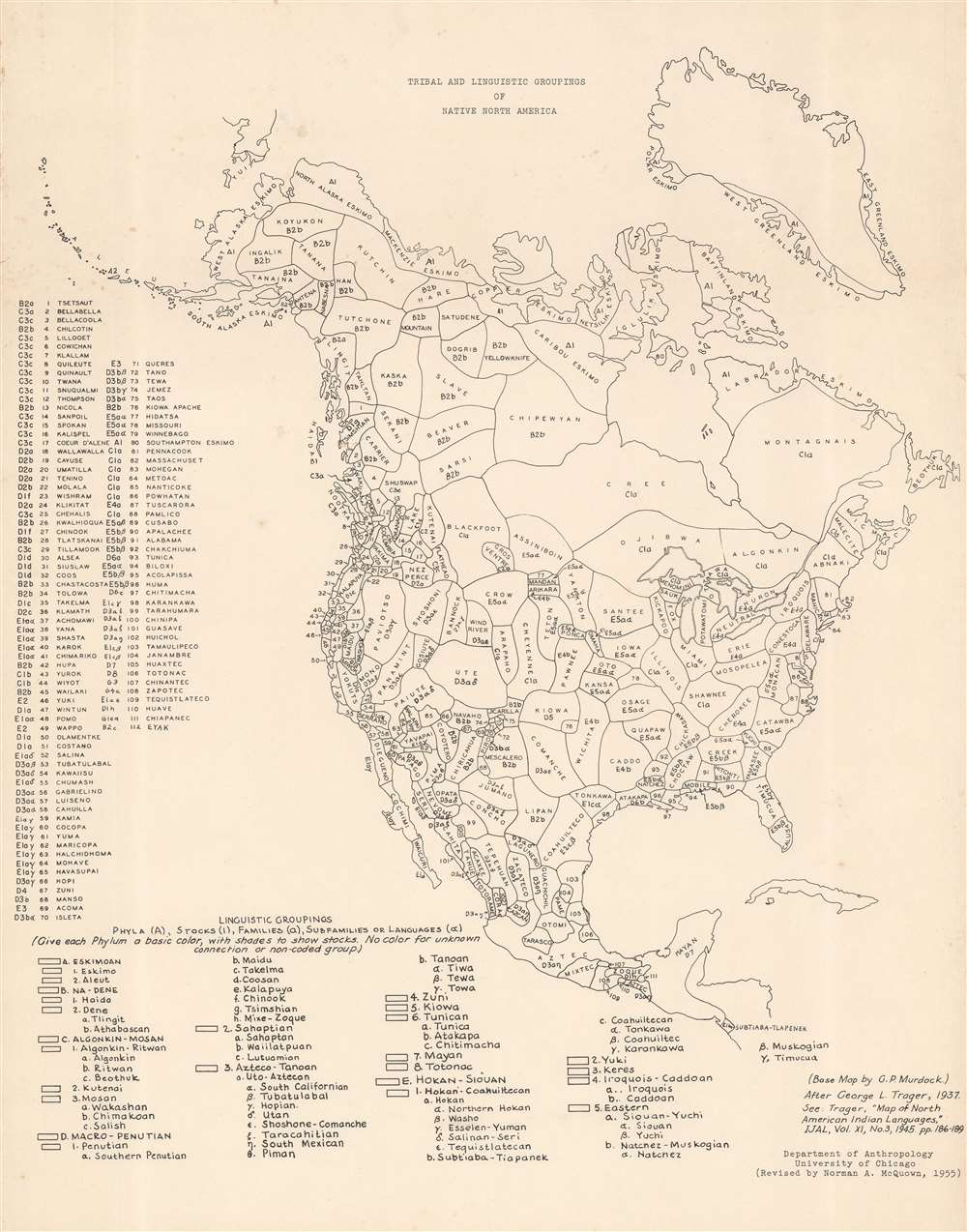 Tribal and Linguistic Groupings o Native North America. - Main View