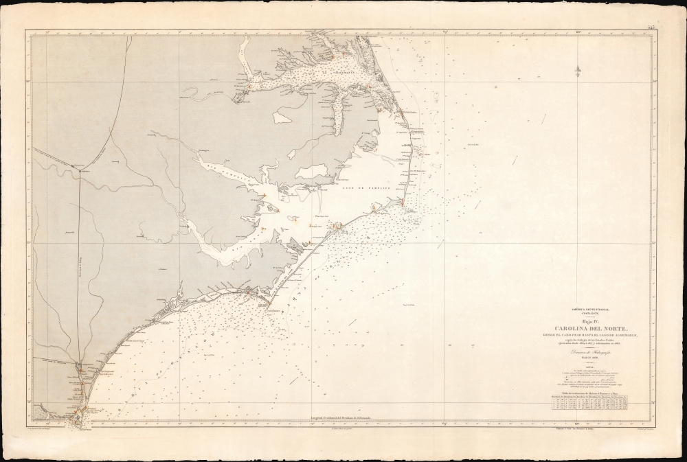 América Septentrional, Costa Este. Hoja IV. Carolina del Norte desde el Cabo Fear hasta el lago de Albemarle. - Main View