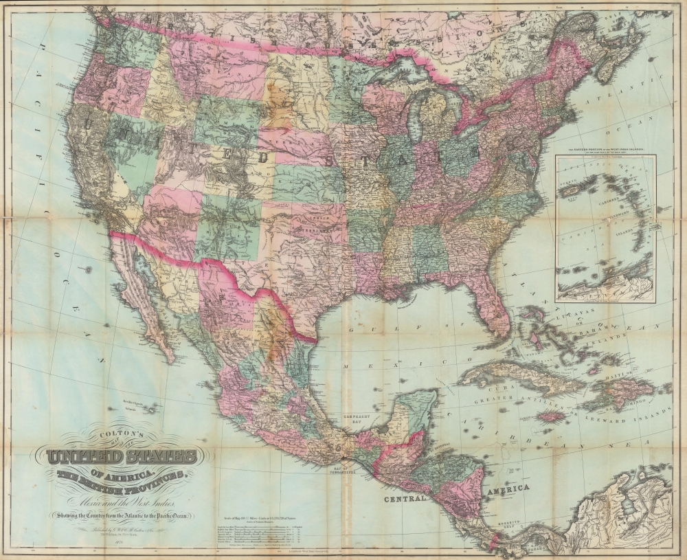 Colton’s map of the United States of America, the British provinces, Mexico and the West Indies. Showing the Country from the Atlantic to Pacific Oceans. - Main View