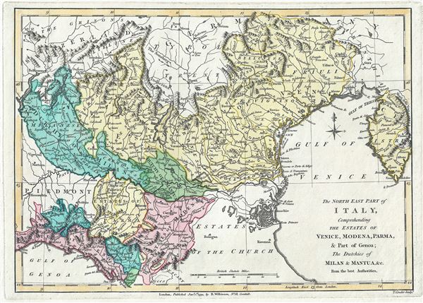 The North East Part of Italy, comprehending The Estates of Venice, Modena, Parma, and Part of Genoa; The Duchies of Milan and Mintua, etc. From the best Authorities. - Main View