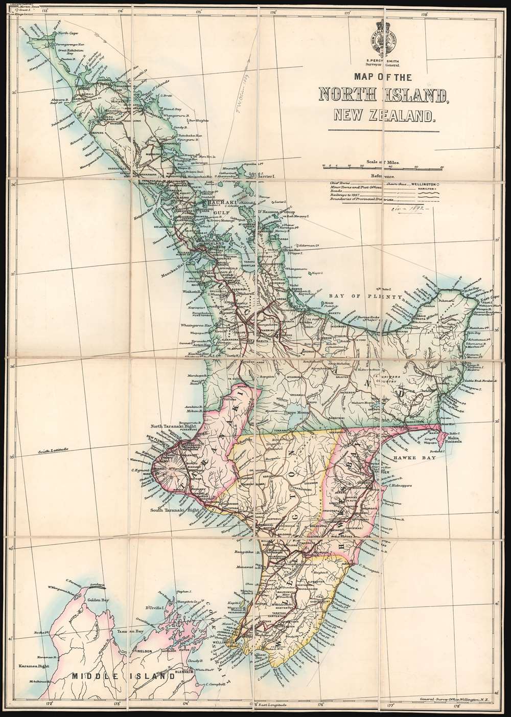 Map of the North Island, New Zealand. - Main View
