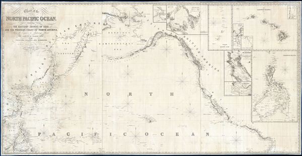 Chart of the North Pacific Ocean, Exhibiting the Eastern Shores of Asia and the Western Coast of North America from the Equator to Behring's Strait with plan, on an enlarge scale, of the Principal Island and Harbours. - Main View