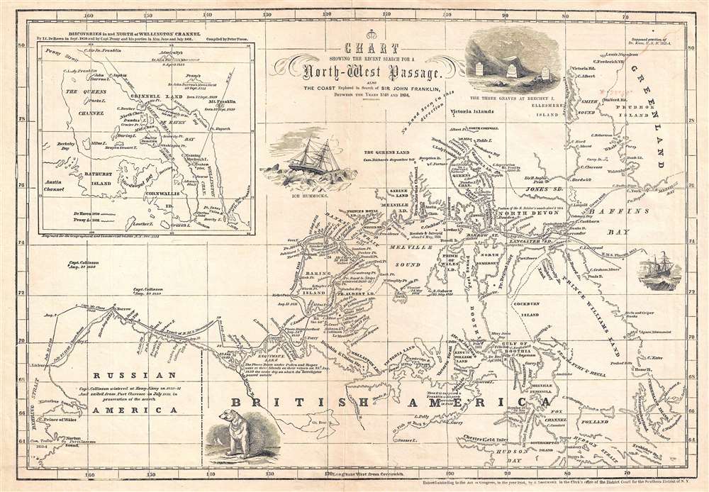 Chart Showing the Recent Search for a North-West Passage. Also the Coast Explored in Search of Sir John Franklin, Between the Years 1848 and 1854. - Main View