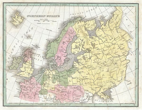 1835 Bradford Map of Northern Europe