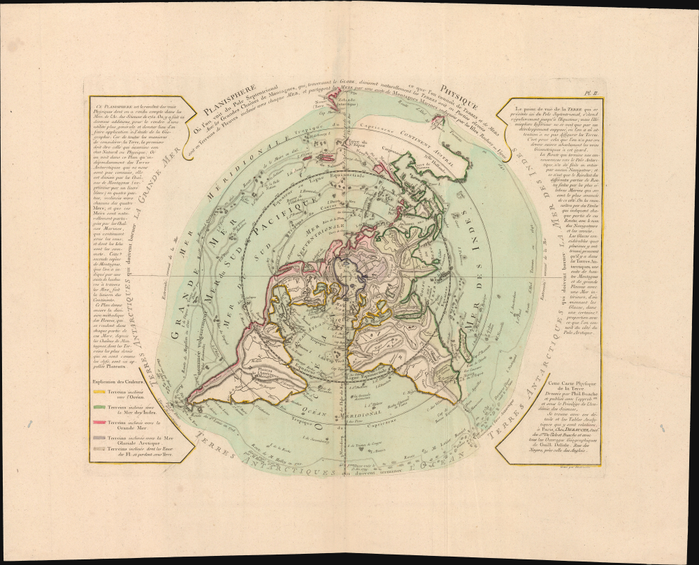 1781 Buache de Neuville Map of the World on Polar Projection (Arctic)