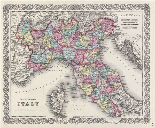 Northern Italy.  Lombardy & Venice, Sardinia, Tuscany, Parma, Modena, Lucca, and the State of the Church. - Main View