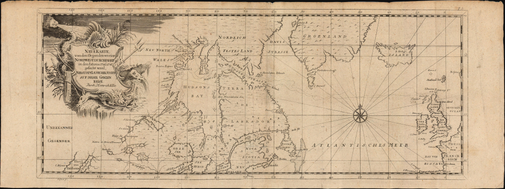 Neue Karte von den Gegenden wo eine Nordwest Durchfahrt in den Iahren 1746-1747... - Main View