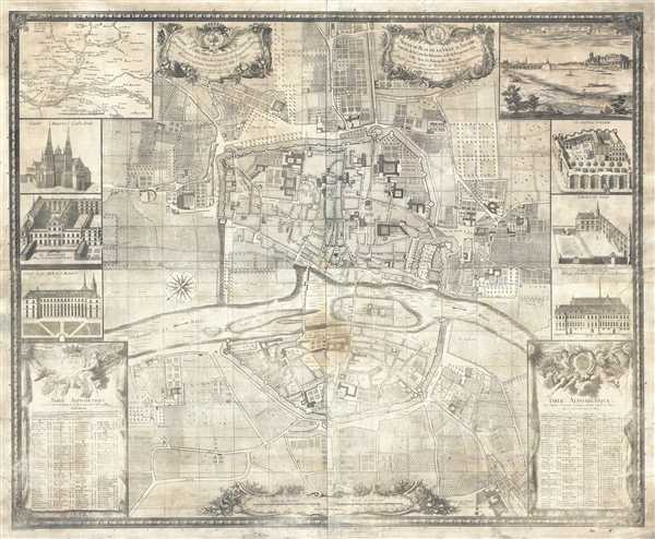 Nouveau Plan de la Ville d'Angers enrichi de la carte des environs et de la perspective de la ville avec ses principalles maisons. Dressé par les soins de Messieurs les Maires et Echevins et Conseillers perpetuels de l'Hotel de Ville. - Main View