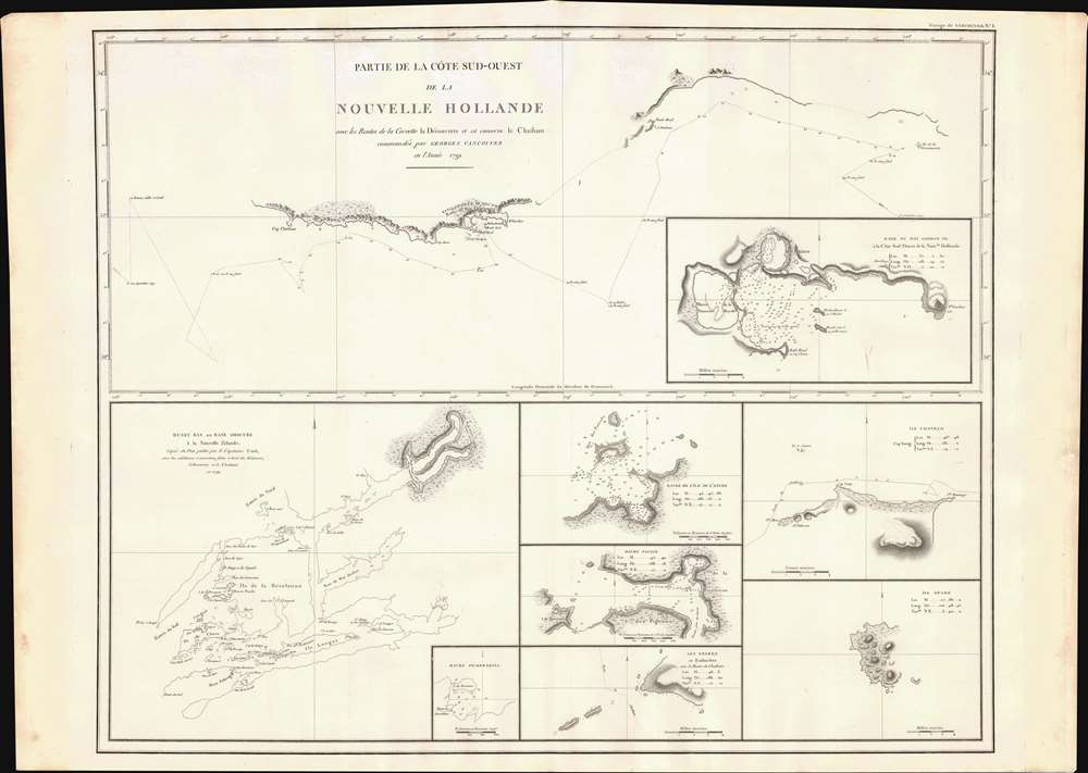 Partie de la Cote Sud-Ouest de la Nouvelle Hollande avec les Routes de la Corvette la Decouverte et sa conserve le Chatham commandes par Georges Vancouver en l'Annee 1791. - Main View