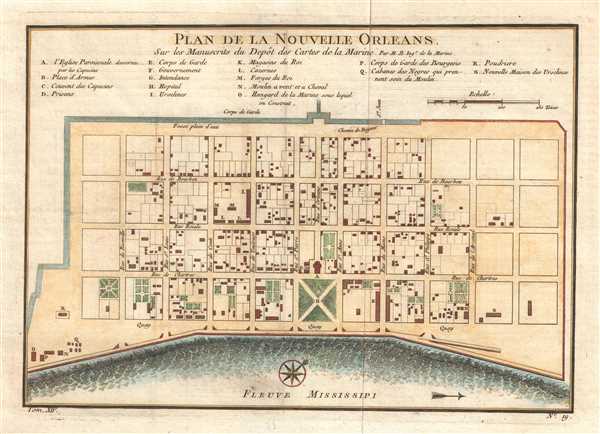 Plan de la Nouvelle Orleans Dresse sur les Manuscrits du Depot des Cartes de la Marine. - Main View