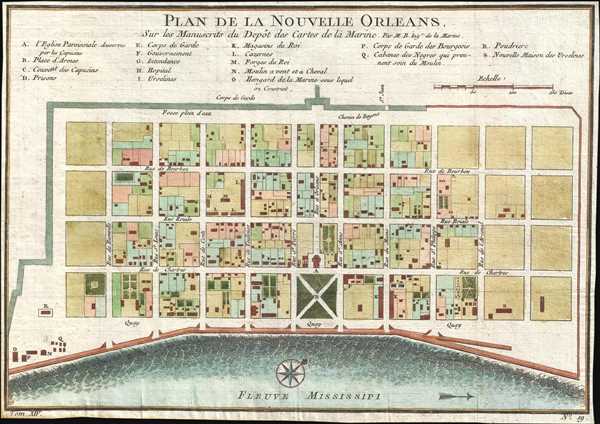 Plan de la Nouvelle Orleans. Sur les Manuscrits du Depôt des Cartes de la Marine. - Main View