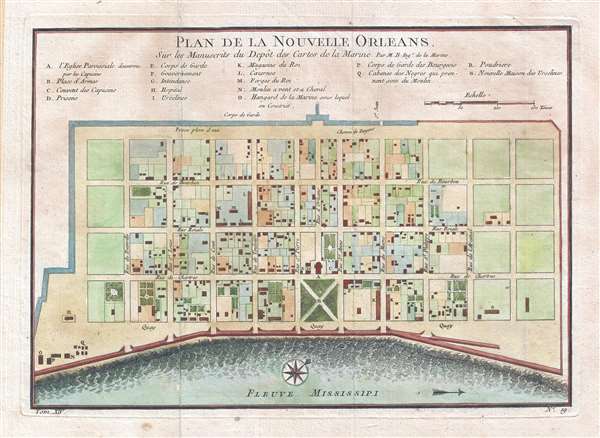 Plan de la Nouvelle Orleans. Sur les Manuscrits du Depôt des Cartes de la Marine. - Main View