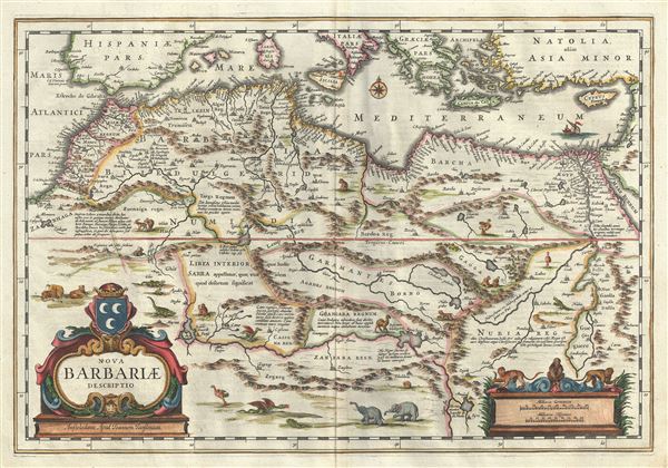 1640 Blaeu Map of the Maghreb or Barbary Coast, Northern Africa