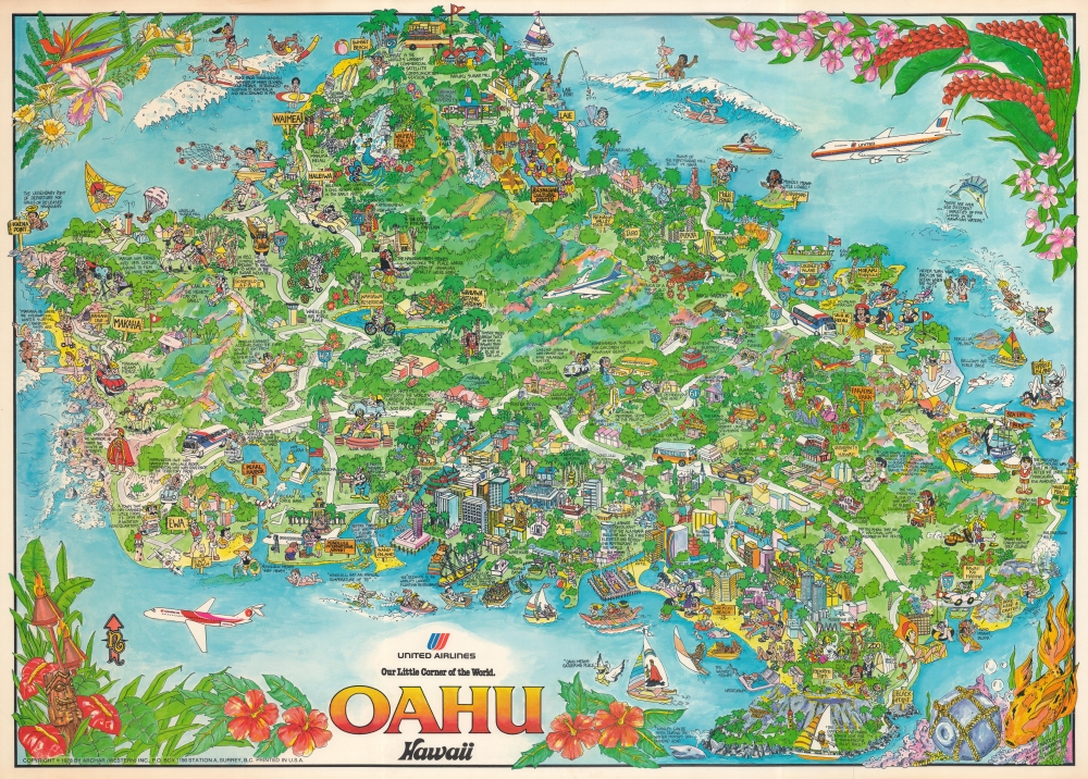 1978 Forrest Pictorial Map of Oahu, Hawaiian Islands