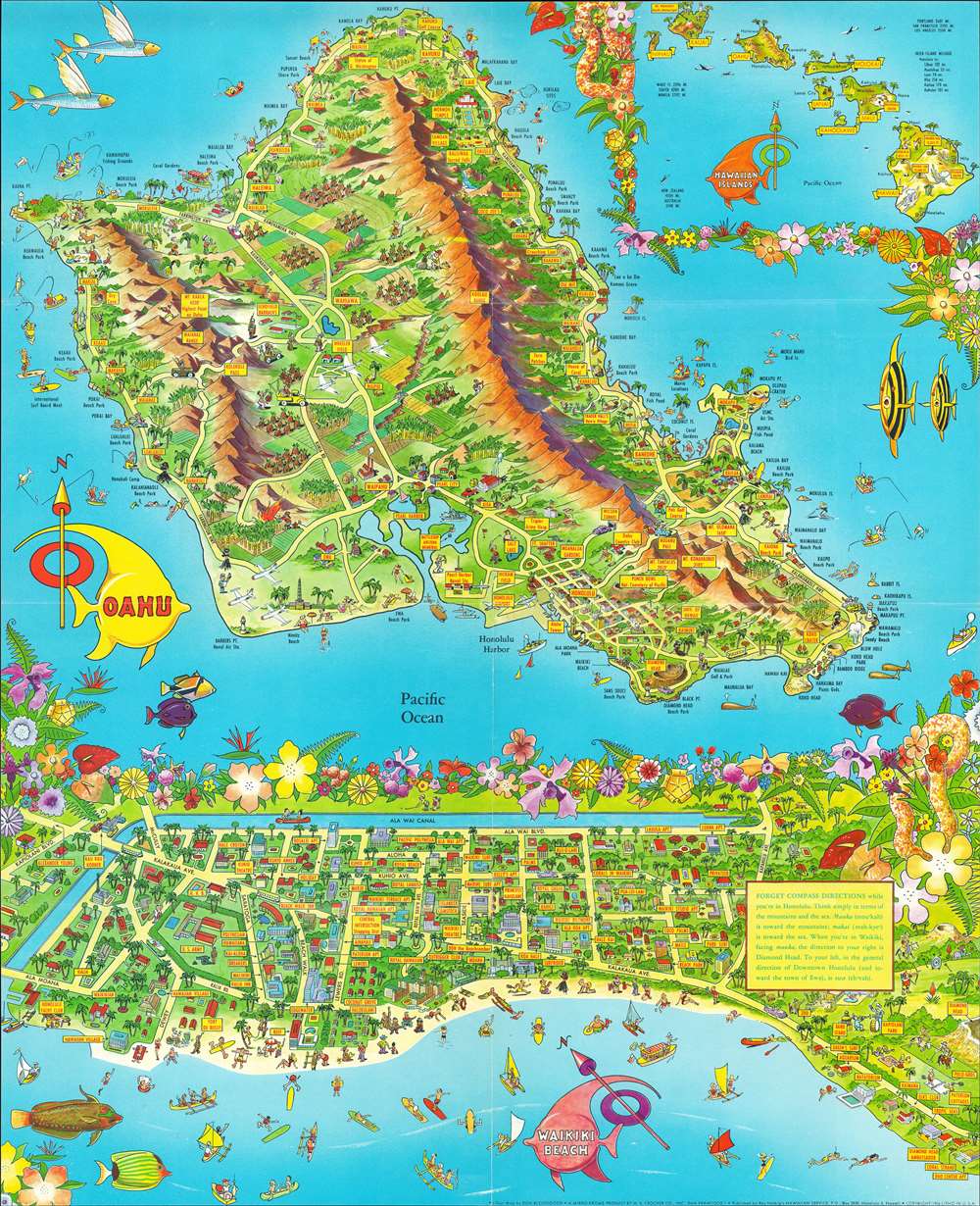 A Pic Tour Map Honolulu - Waikiki and 'Round the Isle of Oahu'. - Main View