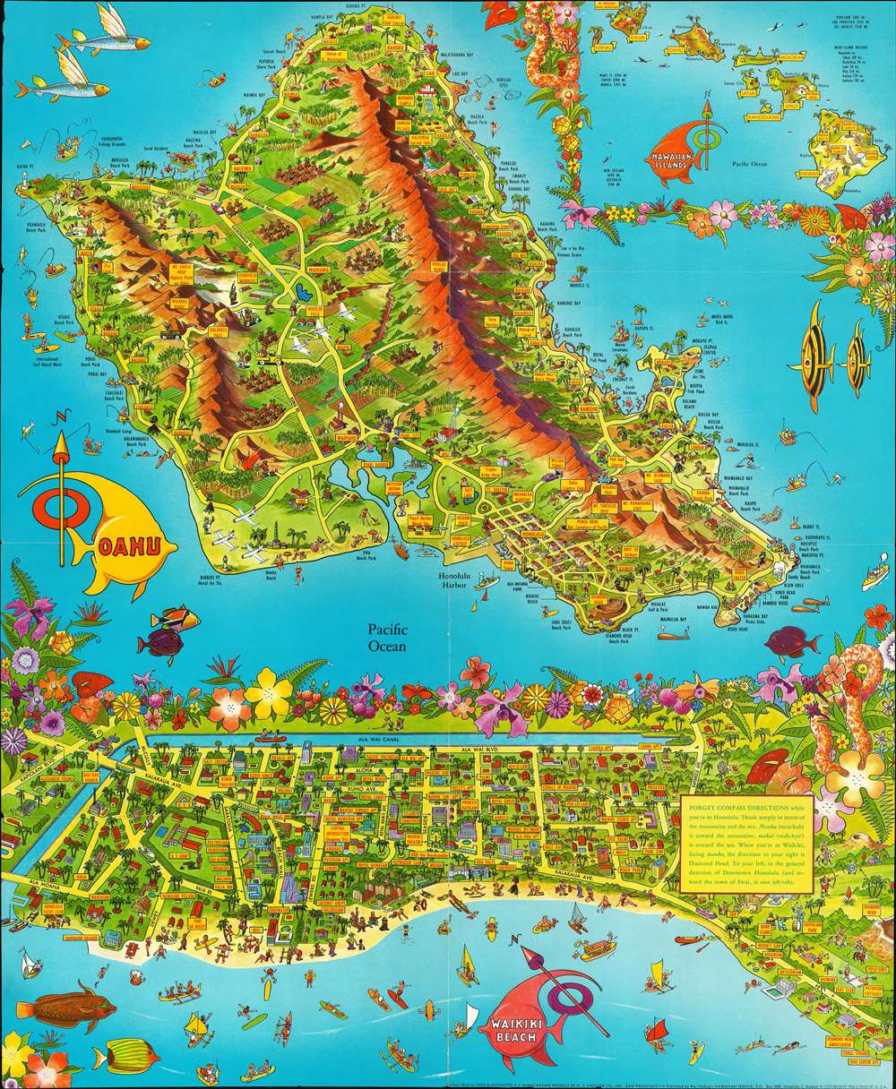 A Pic Tour Map Honolulu - Waikiki and 'Round the Isle of OAHU. - Main View