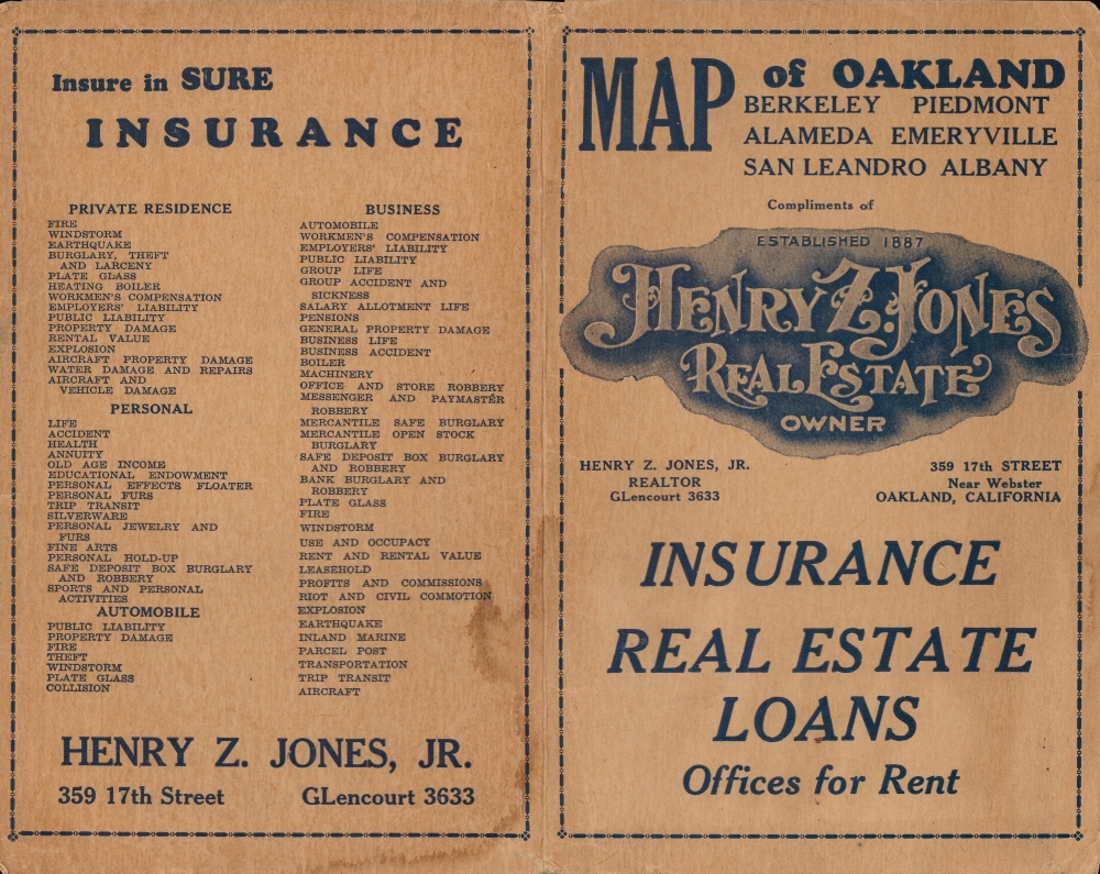 Map of Oakland, Berkeley, Piedmont, Alameda, Emeryville, San Leandro, Albany : [prepared for] Henry Z. Jones, Jr. Realtor. - Alternate View 2
