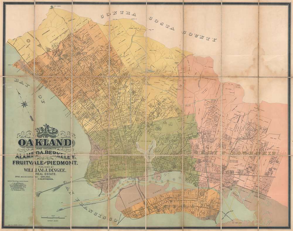 Map of Oakland and Vicinity. Alameda, Berkeley, Fruitvale, and Piedmont. - Main View