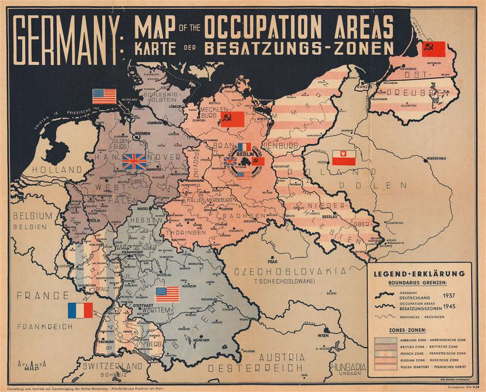 Germany: Map of the Occupied Areas. Karte der Besatzungs-Zonen. - Main View