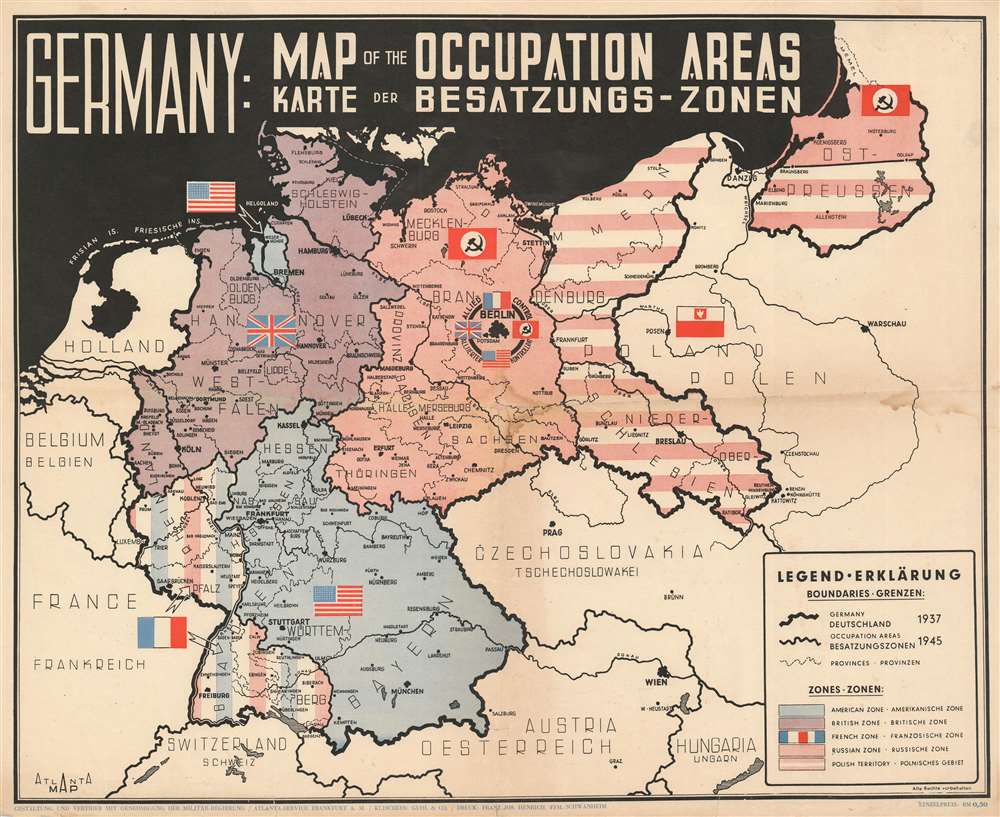 Germany: Map of the Occupied Areas. Karte der Besatzungs-Zonen ...