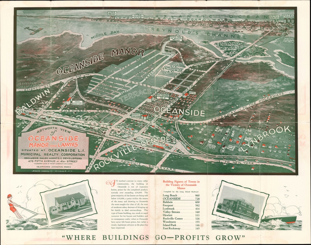1925 Artworth Promotional View of Oceanside, Long Island, New York