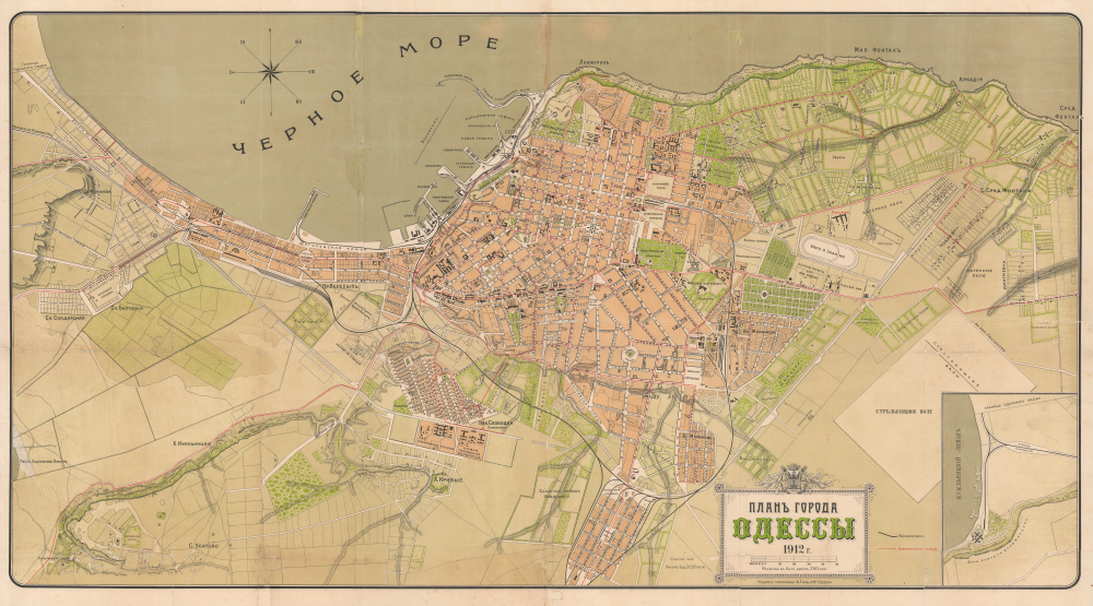 1912 V. Til Map of Odessa, Ukraine